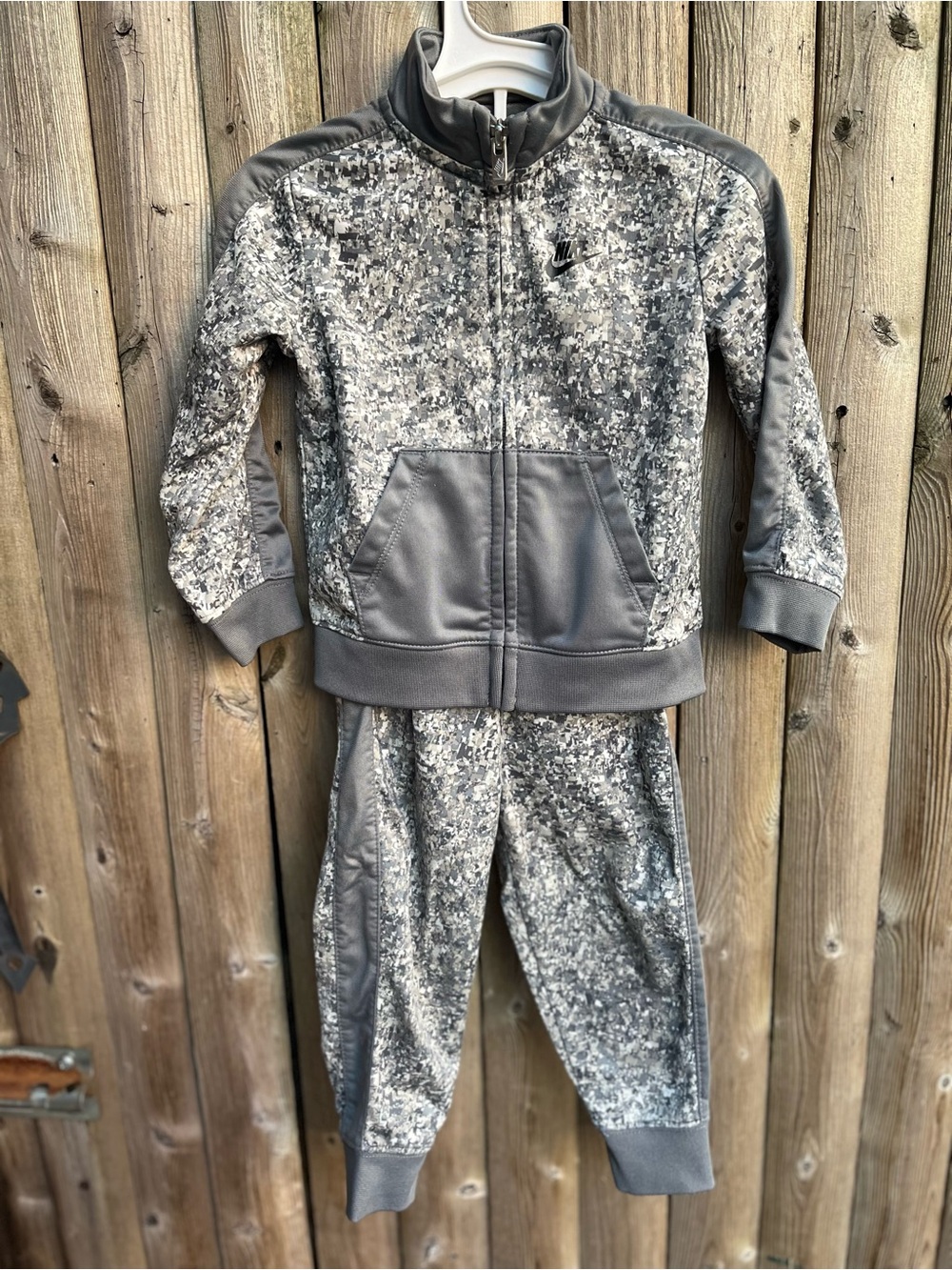 Nike White and Gray Camo Youth Zip Track Jacket